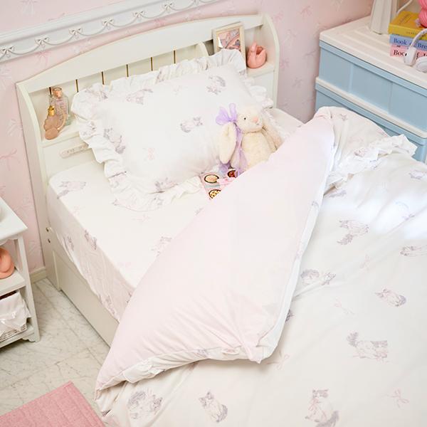 キャットリボン布団カバー3点セット(シングル)【ラッピング対応可能