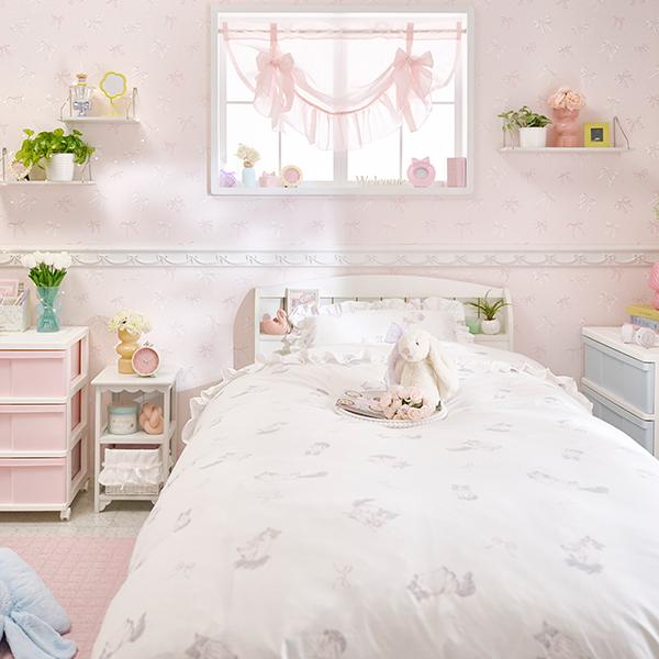 キャットリボン布団カバー3点セット(シングル)【ラッピング対応可能