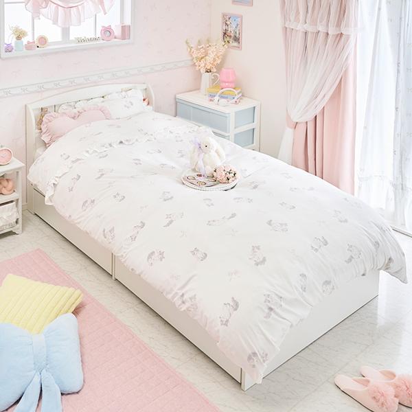 新品★薔薇水玉リボンロマンチック満載♡綿100%シングルカバーセット枕カバー２枚 GWキャンペーン ポイント10倍♪ ～5/11 AM10:00まで】キャットリボン