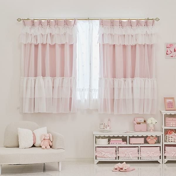 アントワネットリボン遮光カーテン(100×135)/ピンク｜かわいいお姫様