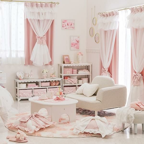 ふわふわリボンラグ(円形・直径190)｜かわいいお姫様インテリア家具