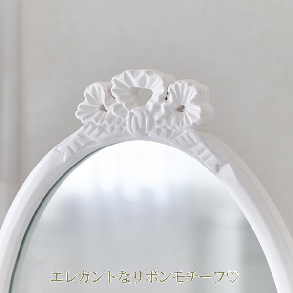 ホワイト木製クラシックドレッサー　リボン 3面ドレッサー ドレッサー かわいい 猫脚 三面鏡 高級 リボン 洋風
