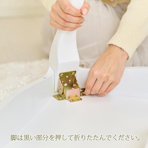 大型】猫脚折りたたみテーブル（引き出し付き・クリスタル調取っ手